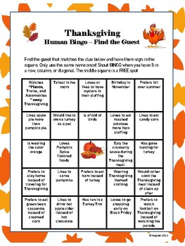 Thanksgiving Human Icebreaker Bingo [FREE Printable!]