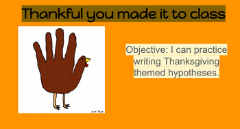 Preview of Thanksgiving Hypothesis Lesson- NO PREP-GOOGLE SLIDES