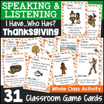 Preview of Thanksgiving I Have, Who Has Game | Easy-Prep Thanksgiving Game Class Activity