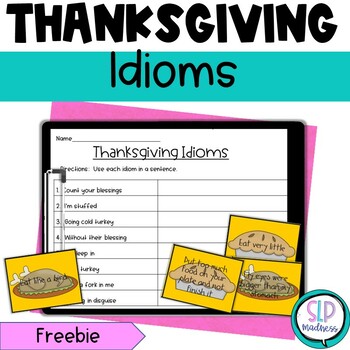 Preview of No Prep Thanksgiving Idioms Speech Therapy Figurative Language Freebie