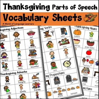 Preview of Thanksgiving Illustrated Vocabulary Sheets