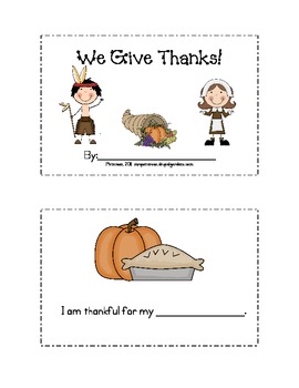 Preview of Thanksgiving "I'm Thankful For..." Mini-Book