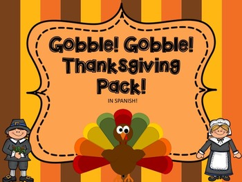 Preview of Gobble, Gobble: SPANISH Thanksgiving Math and Literacy Centers!