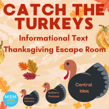 Preview of Thanksgiving Informational Text Escape Room - Catch the Turkeys! (Print/Digital)