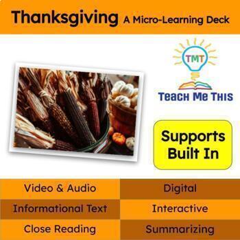 Preview of Thanksgiving Informational Text Reading Passage and Activities