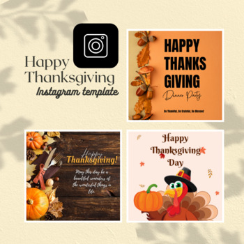 Preview of Thanksgiving Instagram Templates | Thanksgiving Templates | social medea templat