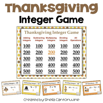 Preview of Thanksgiving Integer Game