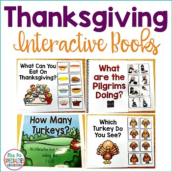 Preview of Thanksgiving Interactive Books - Adapted Books - Digital Versions Included