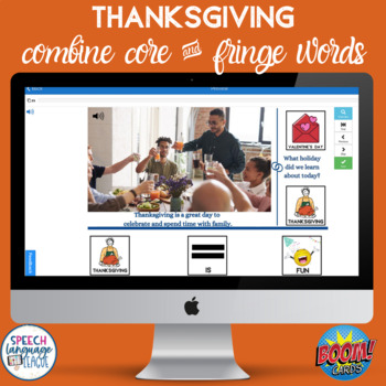 Preview of Thanksgiving No Prep Boom Cards for Speech Therapy