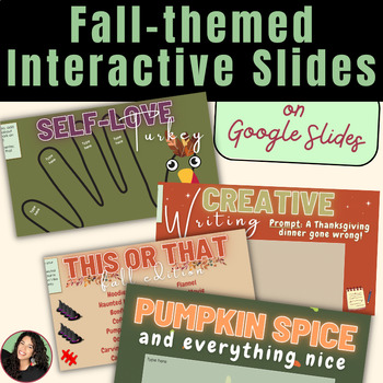 Preview of Thanksgiving/Fall Interactive Slides SEL + Creative Writing Activities