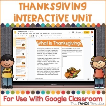 Preview of Thanksgiving Interactive Unit for Use With Google Classroom™ 