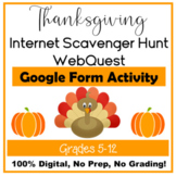 Thanksgiving Internet Scavenger Hunt WebQuest Google Form 