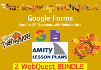 Preview of Thanksgiving Internet WebQuests Bundle (Google Forms)