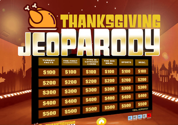 Preview of Thanksgiving Jeopardy Trivia Powerpoint Game - Mac PC and iPad Compatible