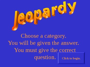 Preview of Thanksgiving Jeopardy on PowerPoint