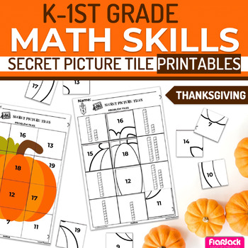 Preview of Thanksgiving K-1st Grade Math Skills Secret Picture Tile Printables