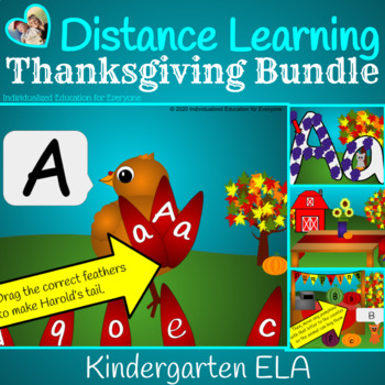Preview of Thanksgiving Kindergarten Distance Learning ELA English Language