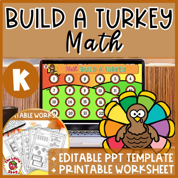 Preview of Thanksgiving Kindergarten Math Build-A-Turkey Game + Printable Worksheet