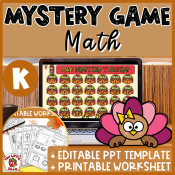 Preview of Thanksgiving Kindergarten Math Mystery Game - PPT Game + Printable Worksheet