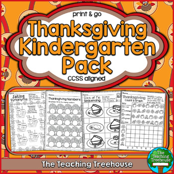 Preview of Thanksgiving Kindergarten Pack, No Prep, CCSS Aligned