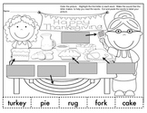 Thanksgiving Labeling Activity/Homework/Beginning Sounds