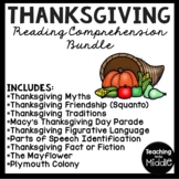 Thanksgiving Language Arts Reading Comprehension Worksheet