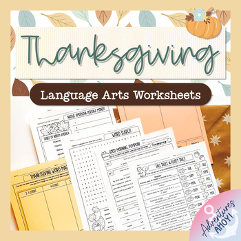 Preview of Thanksgiving Language Arts Worksheets FREEBIE