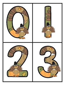 Preview of Thanksgiving Large Numbers 0-20 Flashcards - Make Activities and Room Decor FREE