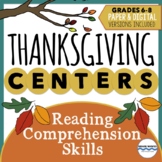 Thanksgiving Learning Centers - Reading Passages (Paper an