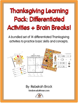 Preview of Thanksgiving Learning Pack: Differentiated Activities + Brain Breaks!