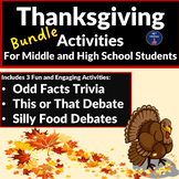 Thanksgiving Lesson Activities for Middle and High School 