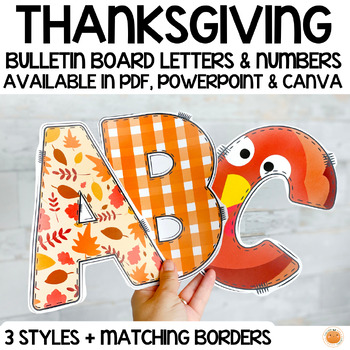 Preview of Thanksgiving Lettering for Bulletin Board Titles / Classroom Decor, Door Decor