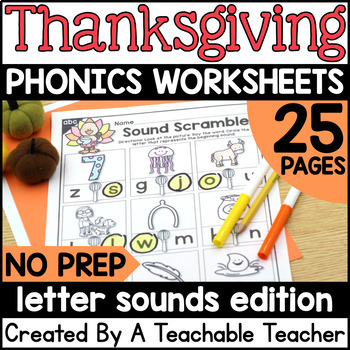 Preview of Thanksgiving Letters Sounds | Thanksgiving Beginning Sounds | November Phonics