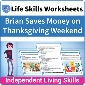 Preview of Functional Life Skills SPED Seasonal Worksheet for Thanksgiving Day Black Friday