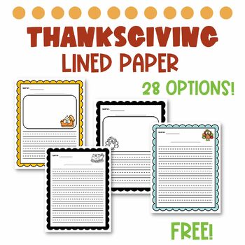 Preview of Thanksgiving Lined Paper Packet for Journals and Writing Projects