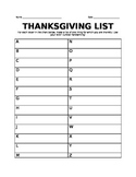 Thanksgiving List