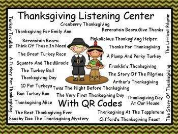 Preview of Thanksgiving Listening Center With QR Codes (28 books)
