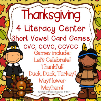 Preview of CVC CCVC CCVCC Thanksgiving Literacy Games