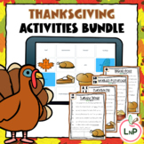 Thanksgiving Literacy Centers, Phonics Games, and Leveled 