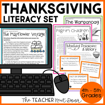 Preview of Thanksgiving Literacy Unit Print and Digital - Thanksgiving Unit