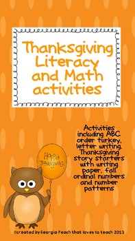 Preview of Thanksgiving Literacy and Math Activities