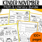 Thanksgiving Literacy and Math Worksheets For Kindergarten