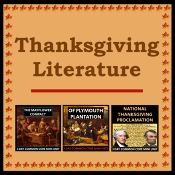 Preview of Thanksgiving Literature Bundle - 3 key units for the season - CCSS