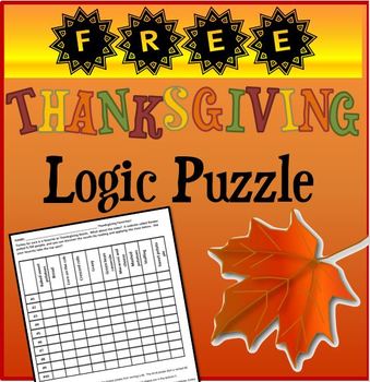 Preview of Thanksgiving Logic Puzzle  Freebie