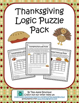 Preview of Thanksgiving Logic Puzzle Pack
