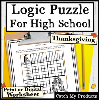 Preview of Thanksgiving Logic Puzzle for High School