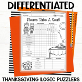 Thanksgiving Logic Puzzles Worksheets Differentiated Grades 4-6