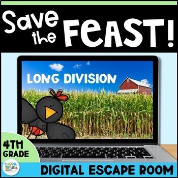Preview of Long Division Practice Digital Escape Room Game - 4th Grade Math Activities