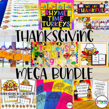 Preview of Thanksgiving MEGA Bundle - November Math, Writing, Bulletin Boards, Handwriting