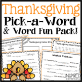 Thanksgiving Activities Parts of Speech Pick-a-Word